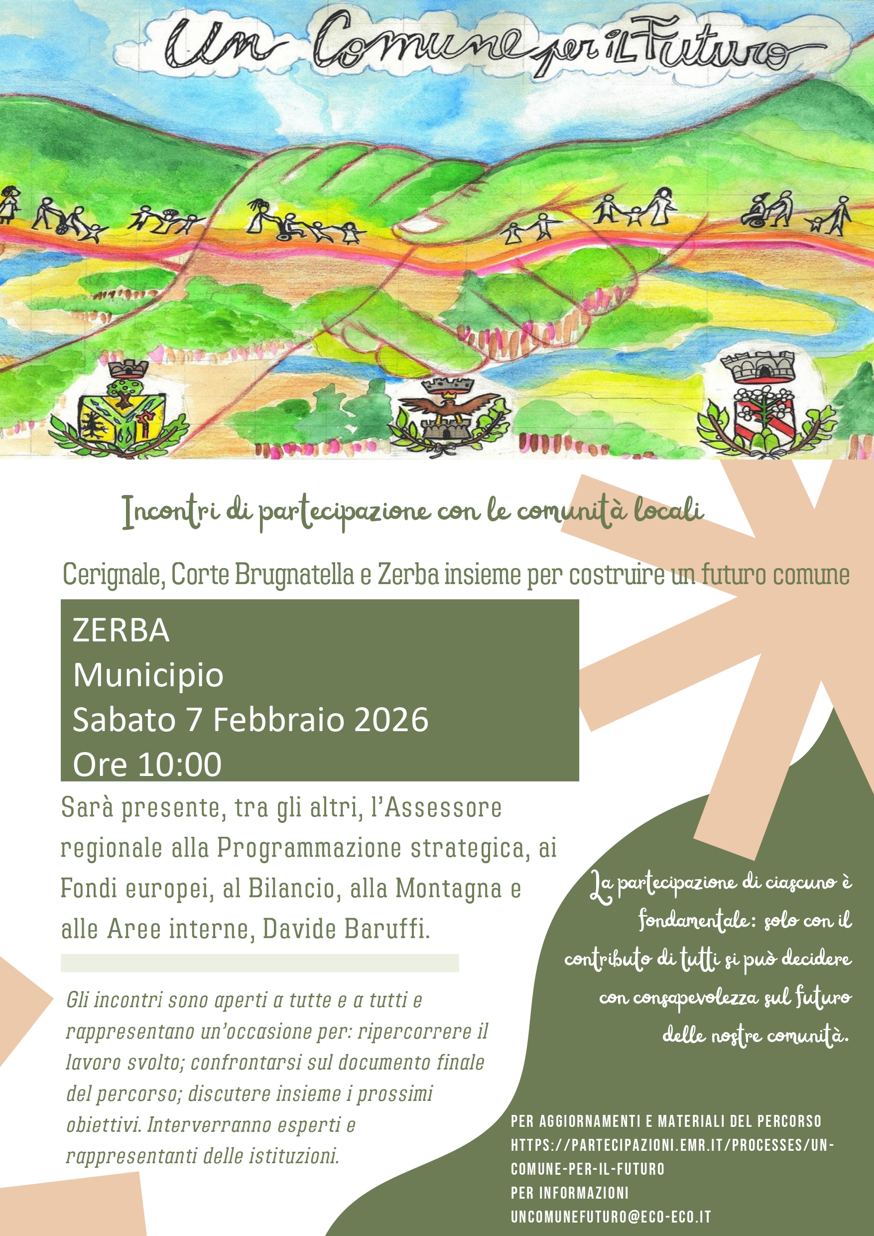 Incontro di partecipazione con le comunità locali - ZERBA, Municipio, Sabato 7 Febbraio 2026 - Ore 10:00